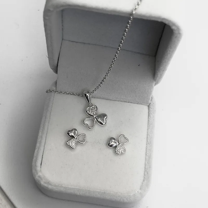 Conjunto de plata flor 