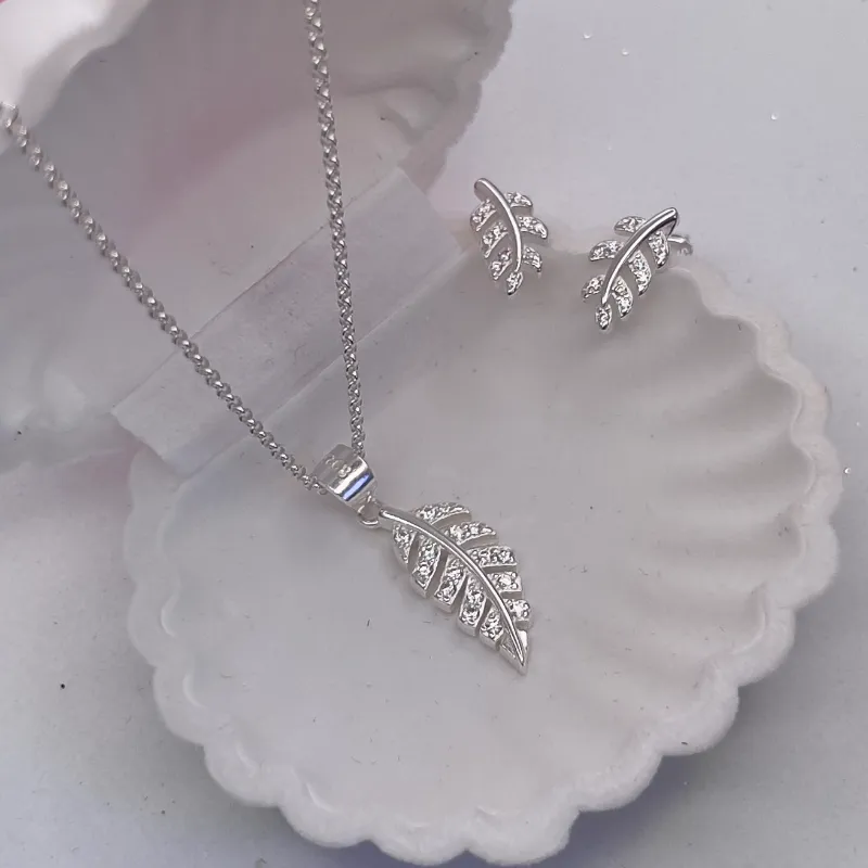 Conjunto de plata hoja 