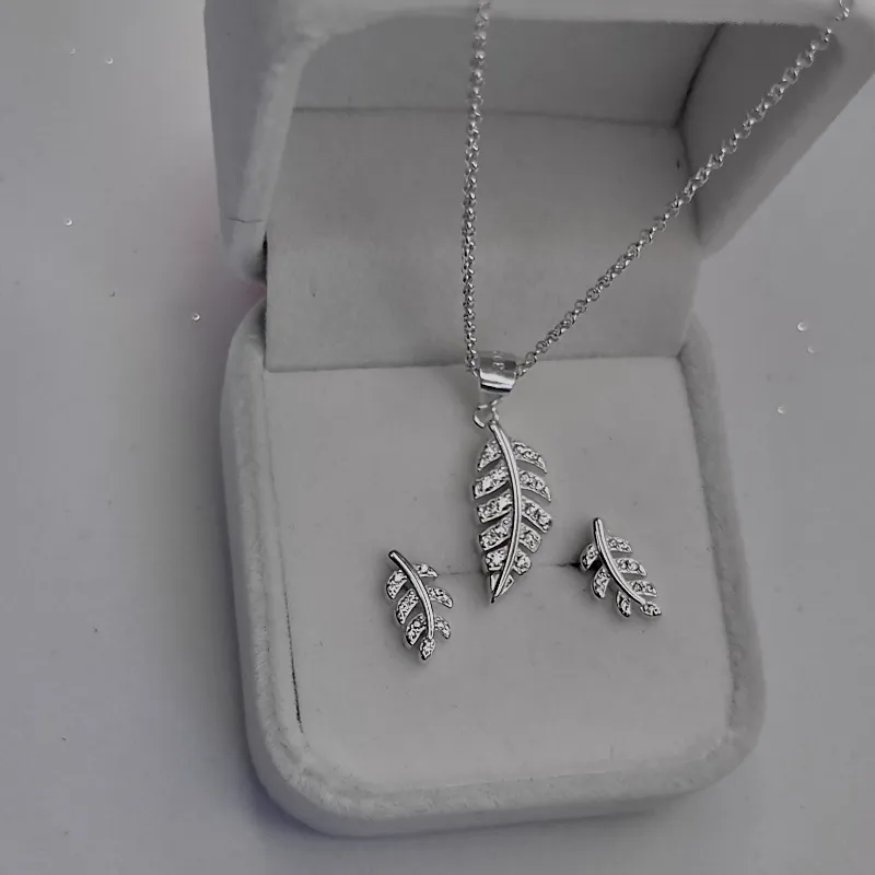 Conjunto de plata hoja 