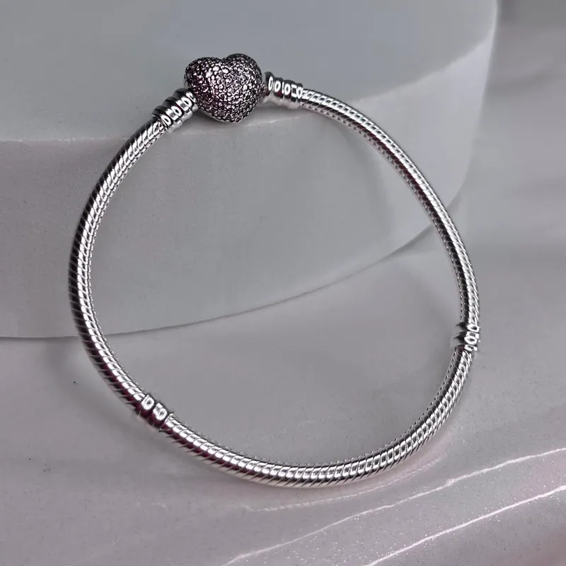 Pulsera Pandora corazón con perlas rosadas 