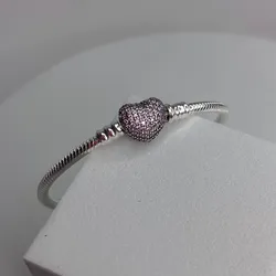 Pulsera Pandora corazón con perlas rosadas 