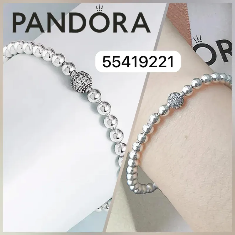 Pulsera pandora cuentas y pavé