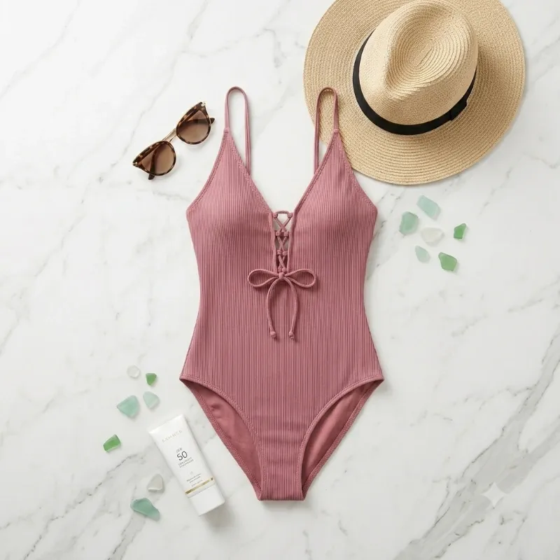 Bañador "Elegance Rib" – Mauve Rose Talla L