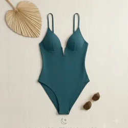 Bañador Enterizo "Deep-V" Sculpt – Azul Petróleo S