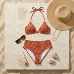 Bikini "Boho Terracotta" con Bordes Crochet – Talla XL