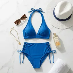 Bikini de Dos Piezas Azul Océano - Estilo Deportivo Chic Talla M