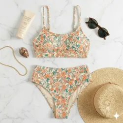 Bikini Estampado Floral con Talle Alto – Romanticismo y Confort TallaM