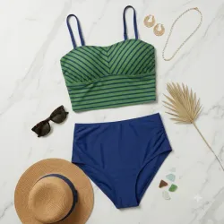 Bikini High-Waist Stripes & Navy – Talla M