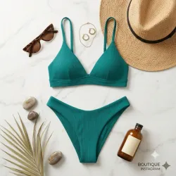 Bikini Texturizado Verde Olivo - Elegancia Atemporal Talla M
