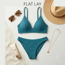 Bikini Top Triángulo Texturizado – Azul Océano Talla M