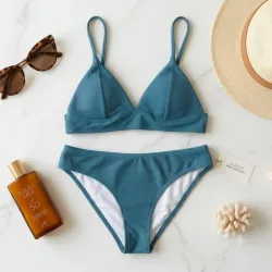 Bikini Turquesa Texturizado – Elegancia y Estilo para el Verano L