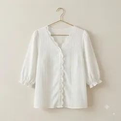 Blusa Blanca con Detalles de Encaje XL