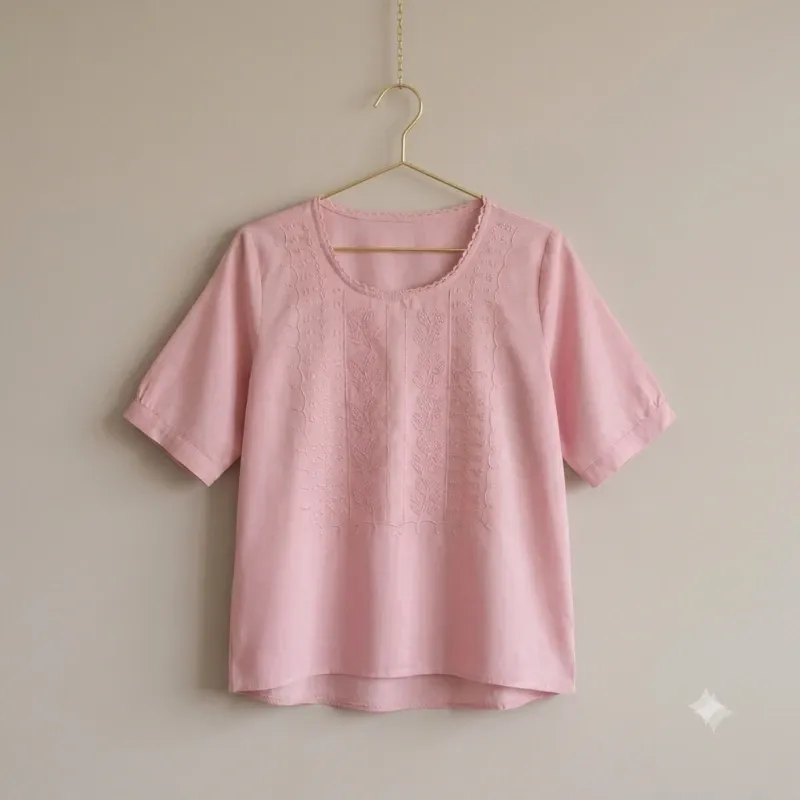 Blusa Casual – Rosa Malva Suave Talla M