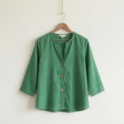 Blusa Casual Verde con Botones 3XL