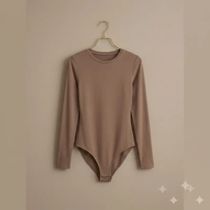 Body Pumiey Manga Larga en Tono Café Moca – Suavidad Premium - Talla XL