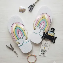 Chancletas Infantiles con Diseño de Arcoíris y Nubes 🌈☁️ 13/1
