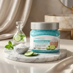 Exfoliante Corporal de Ácido Hialurónico, Sal Marina y Pepino – Global Beauty Care