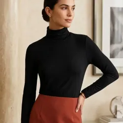 Jersey de Cuello Cisne "Essential Noir" – Elegancia Minimalista