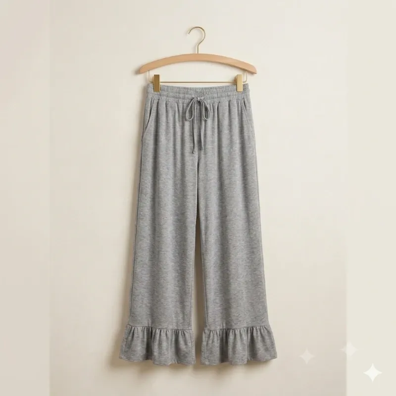 Pantalón Wide Leg con Volante – Comodidad y Estilo Casual Talla S