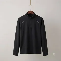 Polera Deportiva Térmica "Advanced" con Cierre Corto - Negra XL