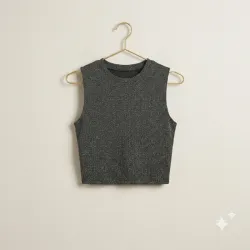 Top Shimmer Sin Mangas – Gris Espacial (Edición Limitada) Talla S/M