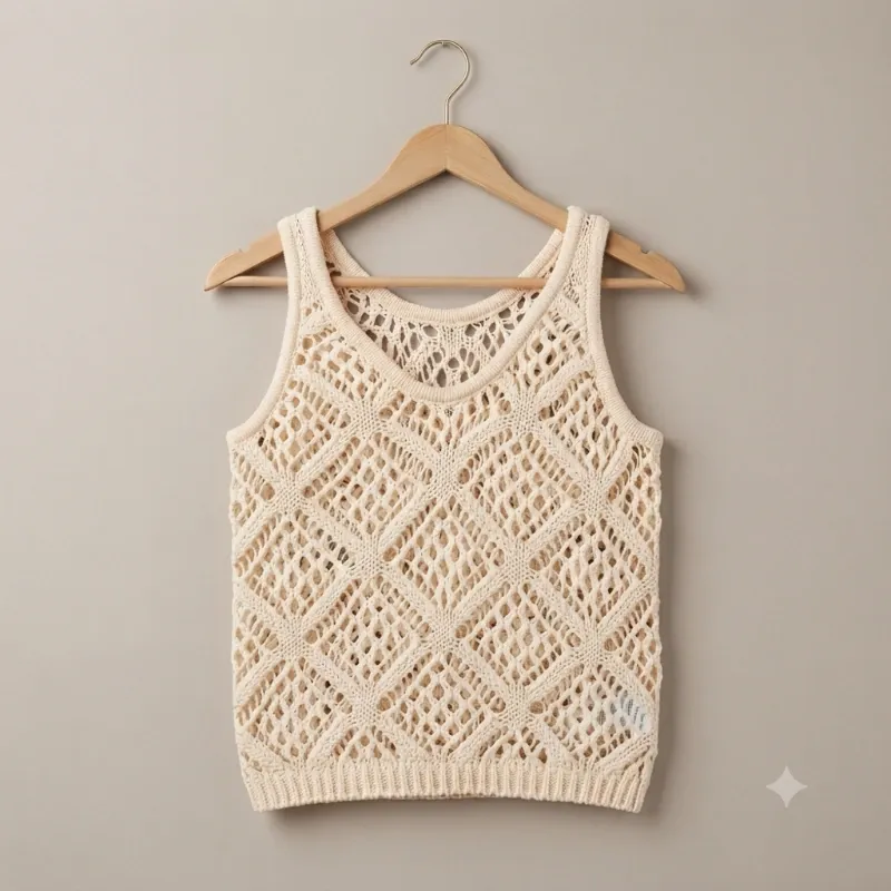 Top Tejido de Red Estilo Crochet M