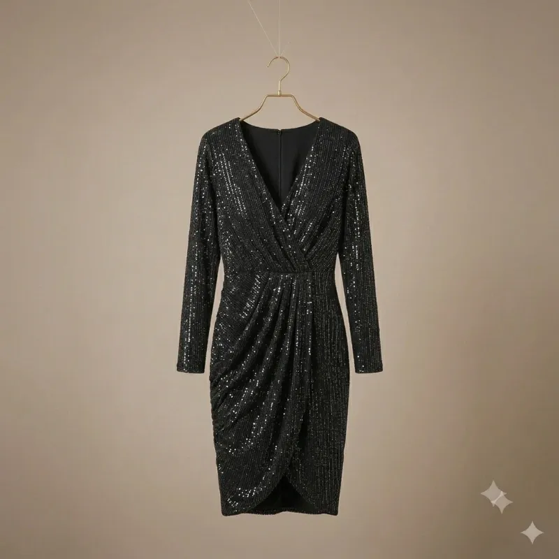 Vestido de Gala "Night Sparkle" – Corte Drapeado Talla S