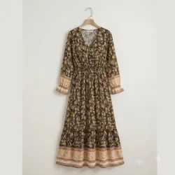 Vestido Maxi "Boho-Chic" – Estampado Floral Vintage Talla L