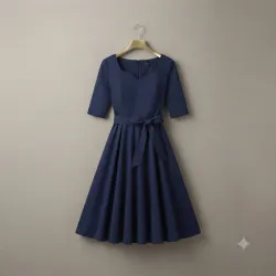 Vestido Midi Estilo Vintage en Azul Marino