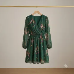 Vestido Midi Floral - Elegancia Esmeralda Talla S