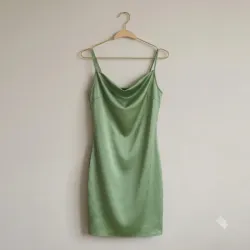Vestido xxxiticat de Satén Verde Salvia con Cuello Capucha Talla XL