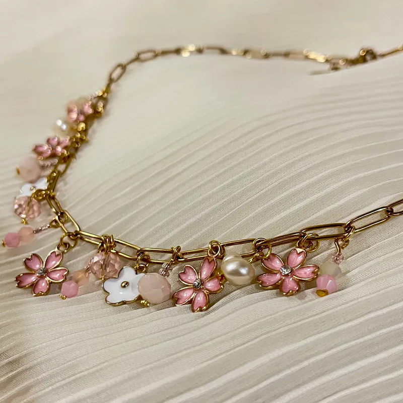 Colgante eslabonado rosa 