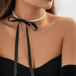 Collar de perlas con lazo 