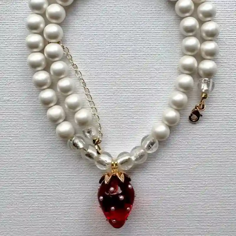 Collar de perlas Matte con fresa de vidrio 