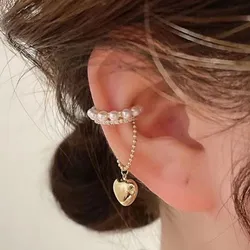 Ear cuffs con cadena de acero inoxidable y charm