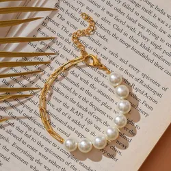 Pulsera eslabonada con perlas 