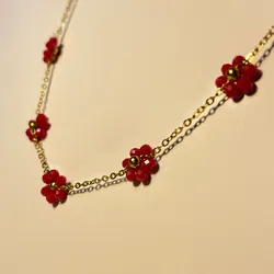 Tobillera de acero inoxidable con flor de vidrio 