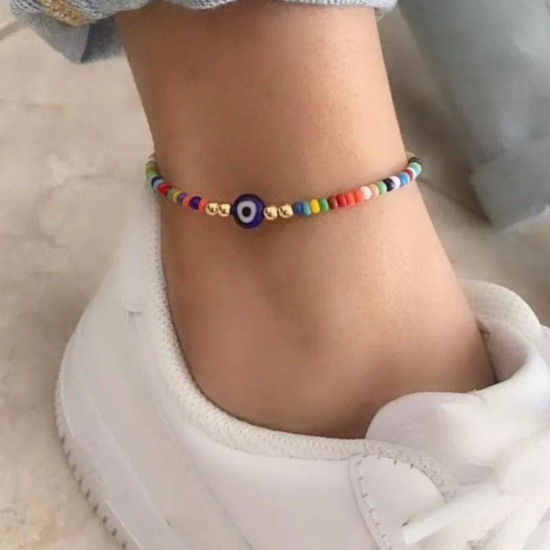 Tobillera de colores con ojo turco 