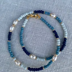 Tobilleras lisas de chakirones con perlas de río de imitación 