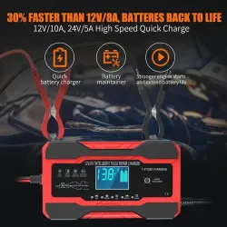 Cargador Inteligente de Baterías 12V-10A  24V-5A