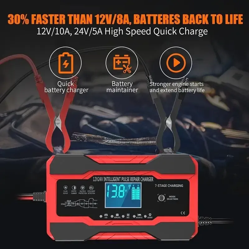 Cargador Inteligente de Baterías 12V-10A  24V-5A