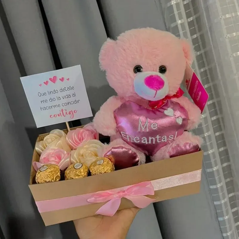 🧸😍Cesta con Peluche🌹💐