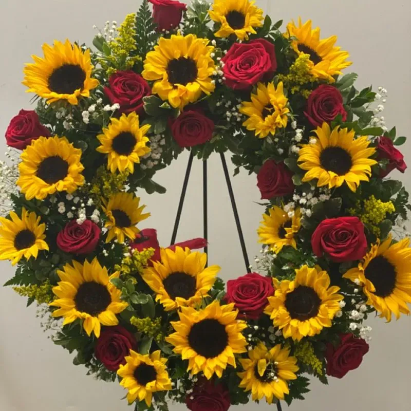 💐Corona de rosas y girasoles naturales 