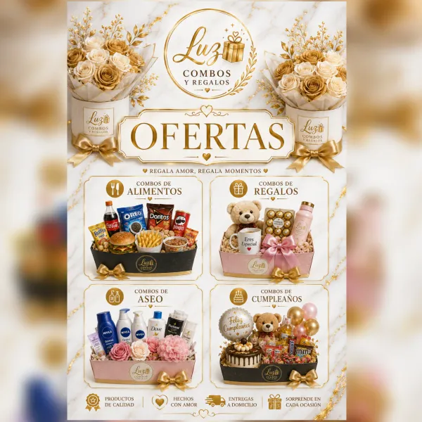 ¡Bienvenid@ a Luz Combos y Regalos Guantánamo! 🎁 💐🎉
⦁ 🎁Regalos personalizados🛍️: tazas, pulóveres, cuadros y accesorios únicos con tu toque especial
⦁ Ramos de rosas: 💐eternas y naturales🌻, ¡el detalle perfecto para toda ocasión especial! 🌹
⦁ Cajas y cestas personalizadas llenas de amor: 🍫🍬dulces, aseo🧽🧼, combos de alimentos 🥩🍖y confituras🍭🍩🍪
⦁ 🔠Letras y 🔢números personalizados: para decorar fiestas y sorprender
⦁ Cakes y 🎈decoraciones🪅: tortas deliciosas y ambientación para cualquier ocasión 🎂
⦁ 📱 Teléfonos y accesorios : fundas, pop sockets y más
⦁ 💳 Remesas familiares: envía amor y apoyo a los tuyos, ¡fácil y seguro! 💸
‼️TODO POR ENCARGOS ‼️
✅️PARA MAS INFORMACIÓN ℹ️ NO DUDE EN CONTACTARNOS
📍GUANTÁNAMO.CUBA 🇨🇺