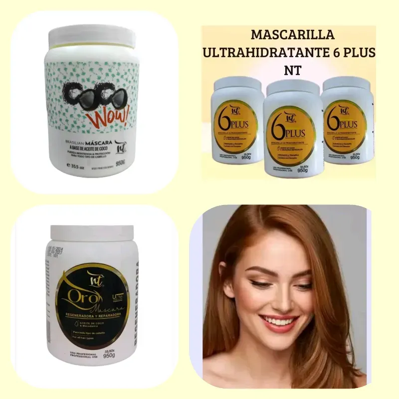 Mascarillas capilares 6Plus, Oro Máscara,Coco Wou 33oz