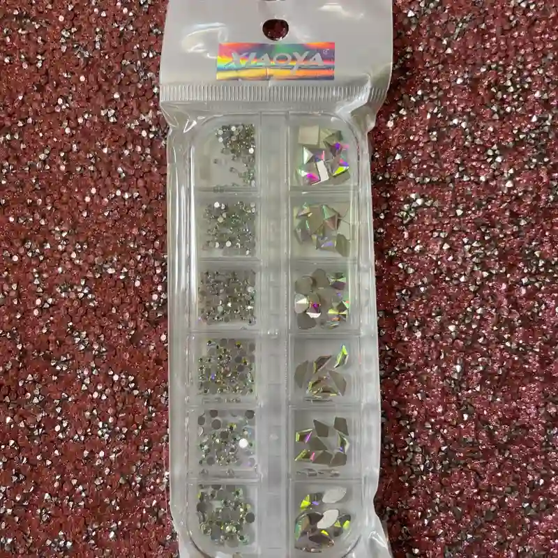 Caja de pedrería imitación diamante 