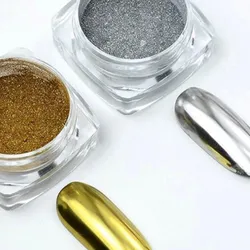 Efecto espejo dorado y plateado polvo