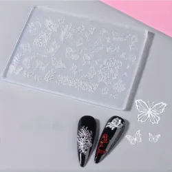 03-08-2. Molde de silicona de arte de uñas 3D (Mariposas y flores)