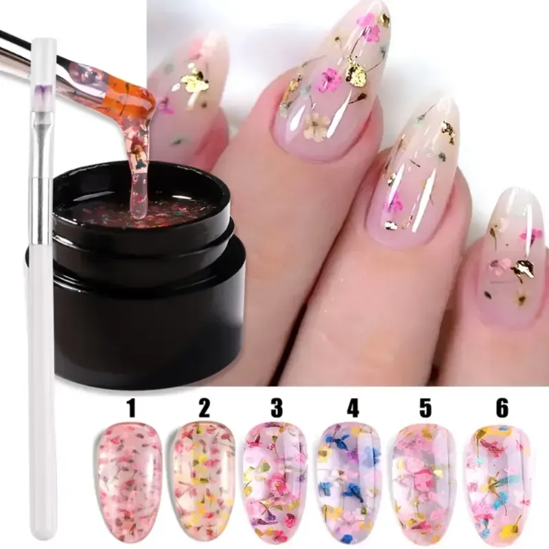 11-01-1. Esmalte Gel con purpurina y flores (5ml)
