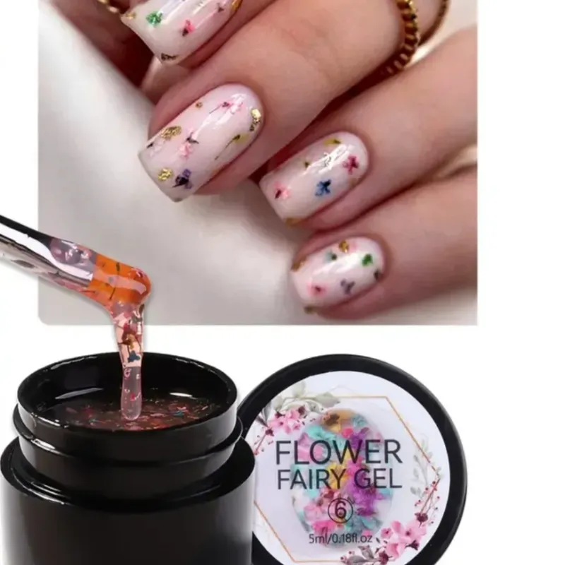 11-01-4. Esmalte Gel con purpurina y flores (5ml) #6